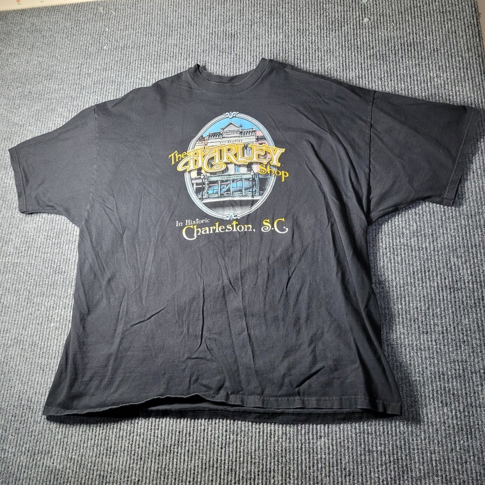 Vintage 90s Harley Davidsonโ Charleston SC Harley Shop Graphic T Shirt Size XXXL